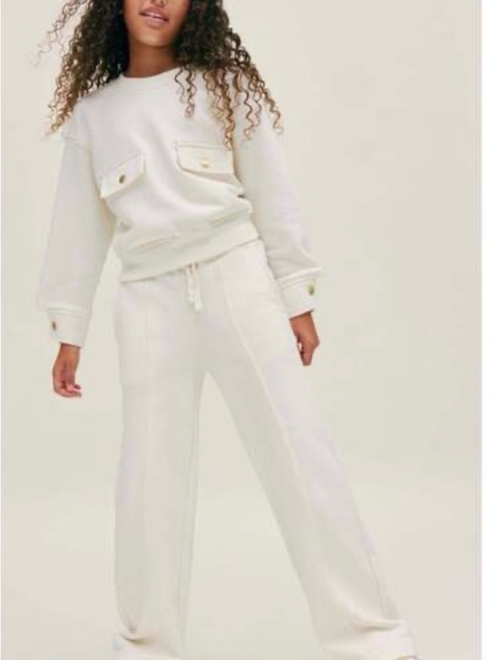 DL1961 Cream Wide-Leg Drawstring Pants